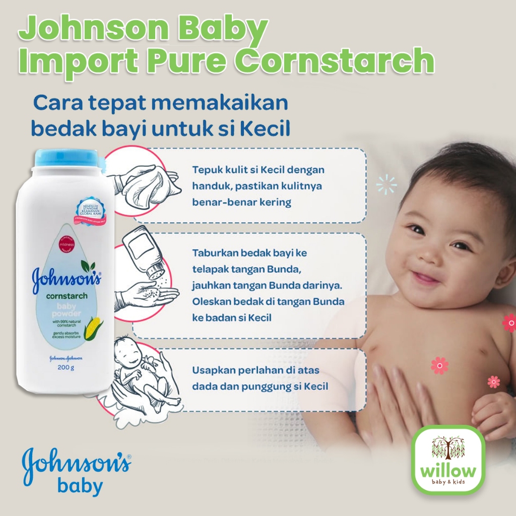 Bedak Tabur Bayi - Johnson Baby Import Powder 99 Pure Cornstarch