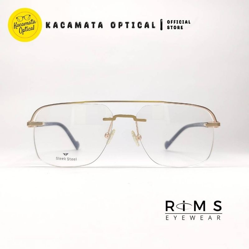 KACAMATA OPTICAL - Frame KMO14888 Half Frame Gold Hitam Besi Plastik