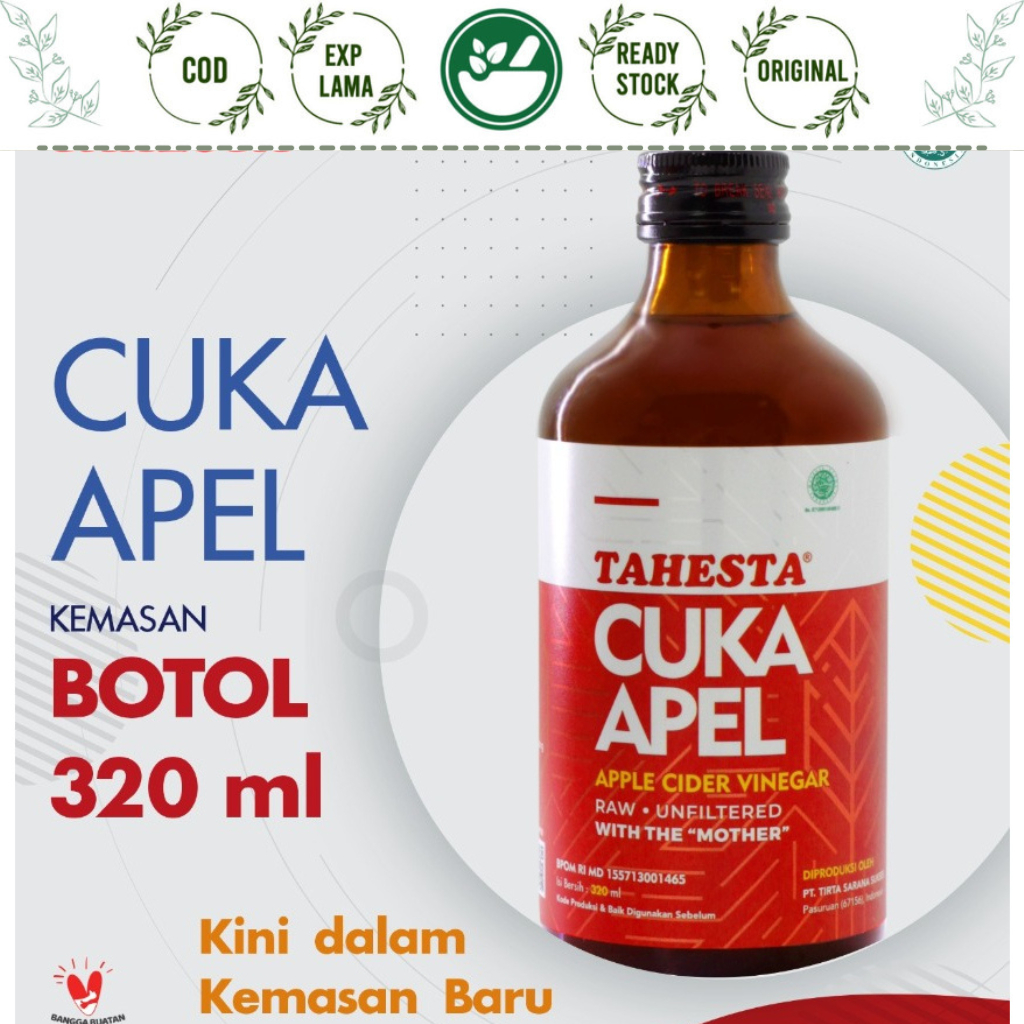 

CUKA APEL TAHESTA 320ML APPLE CIDER VINEGAR RAW UNFILTERED WITH MOTHER