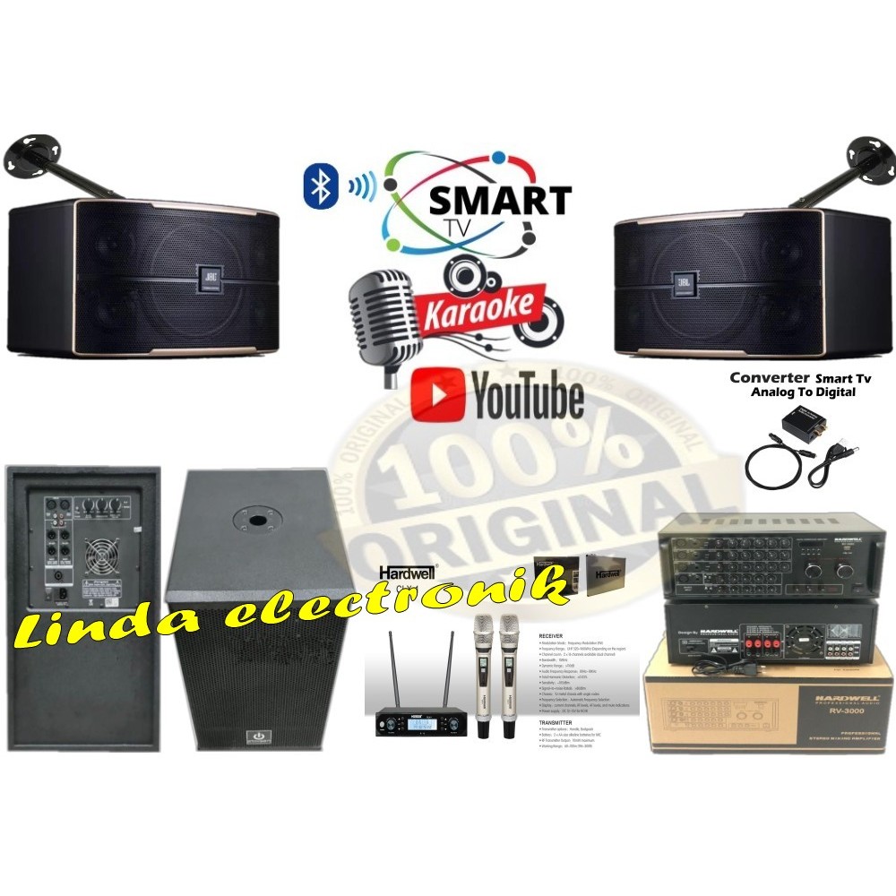 paket karaoke smart tv youtube + subwoofer jbl pasion 10 subwoofer
