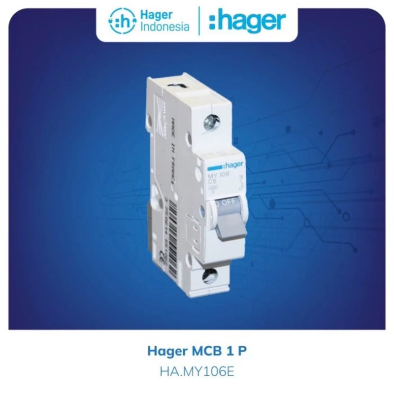 HAGER mcb 6A ampere 1 phase 4.5 kA-MY106E