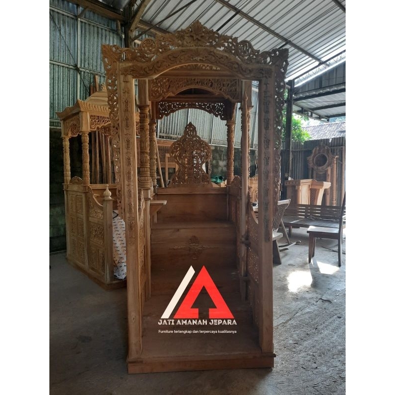 mimbar masjid mentah, mimbar masjid belum finishing, mimbar masjid kubah jati, mimbar masjid murah