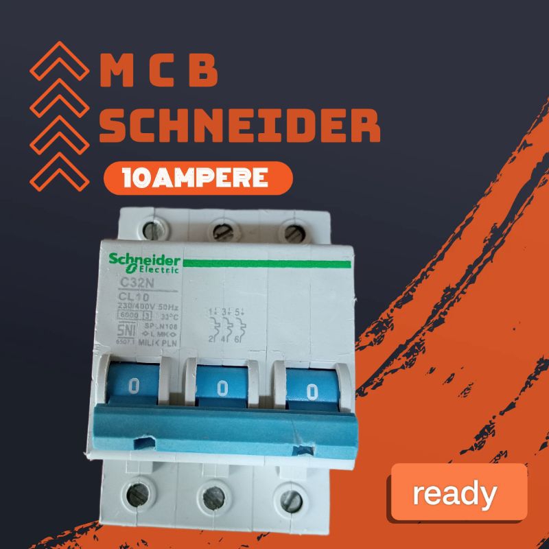 MCB Schneider PLN 10AMPERE 3PHASE DIJAMIN ORIGINAL