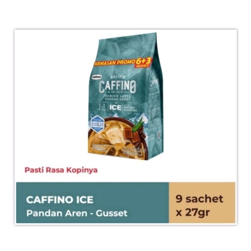 

Caffino Ice Pandan Aren Gusset - Bubuk Es Kopi Instan 9 Sachet x 27g