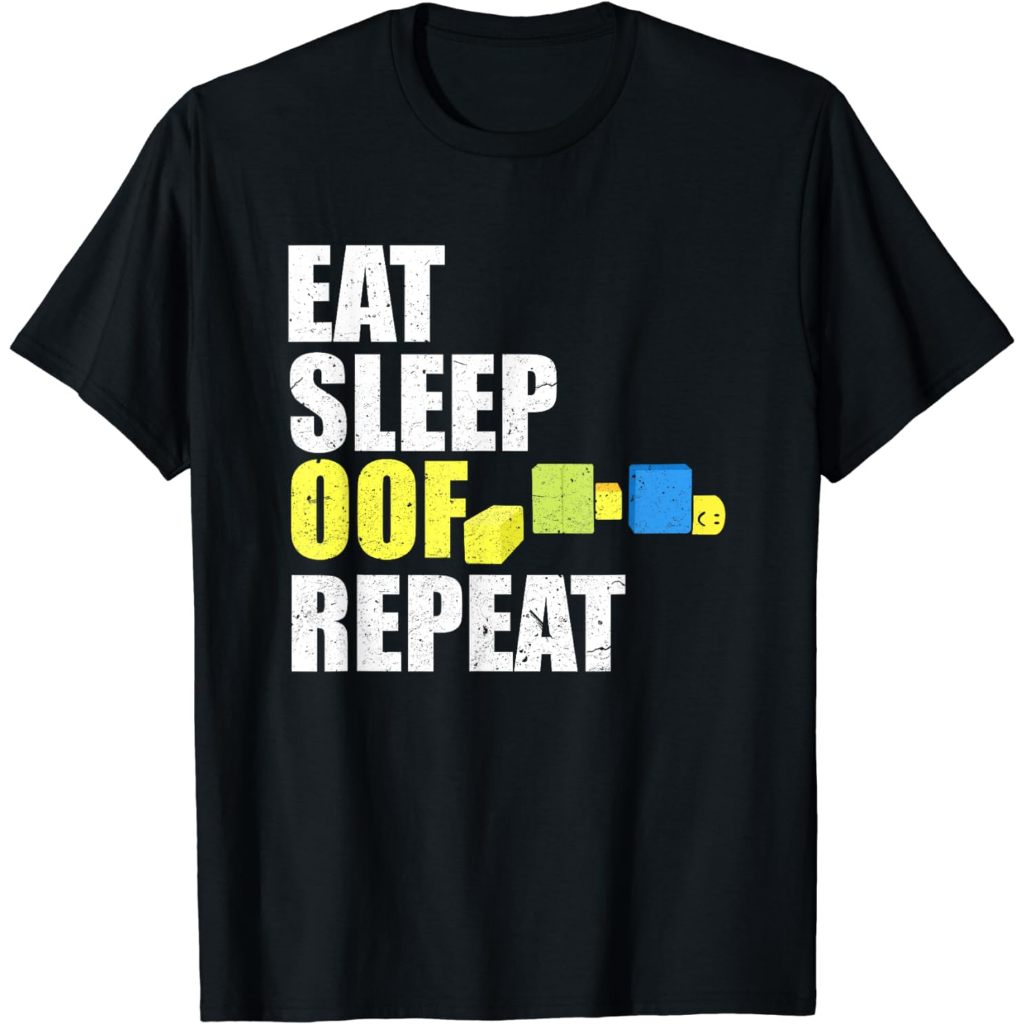 Baju Kaos Dewasa Eat Sleep Oof Repeat Gamers Meme T-Shirt Pakaian Fashion Atasan Distro Remaja Laki 