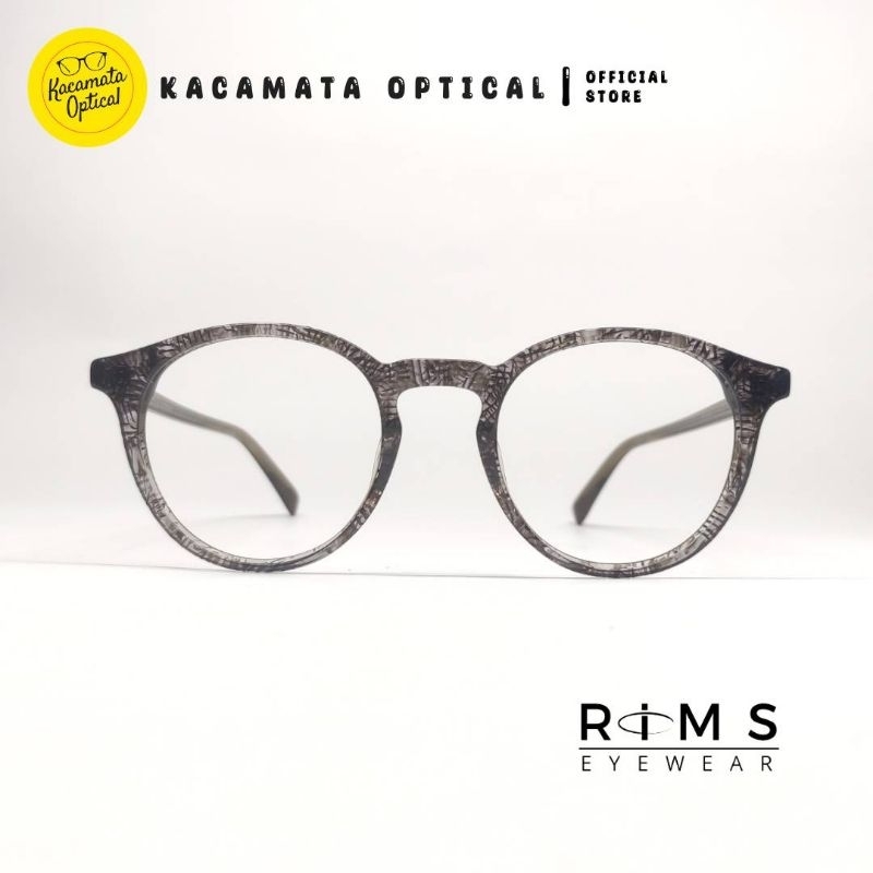 RIMS EYEWEAR - Frame RIMS15083 Oval Hitam Motif Plastik Acetate Besi