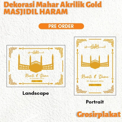 DEKORASI MAHAR KA'BAH MASJIDIL HARAM Akrilik Mirror Gold Emas