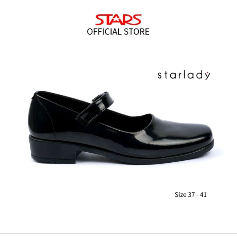 STARLADY Sepatu sekolah pantofel wanita.hitam glossy