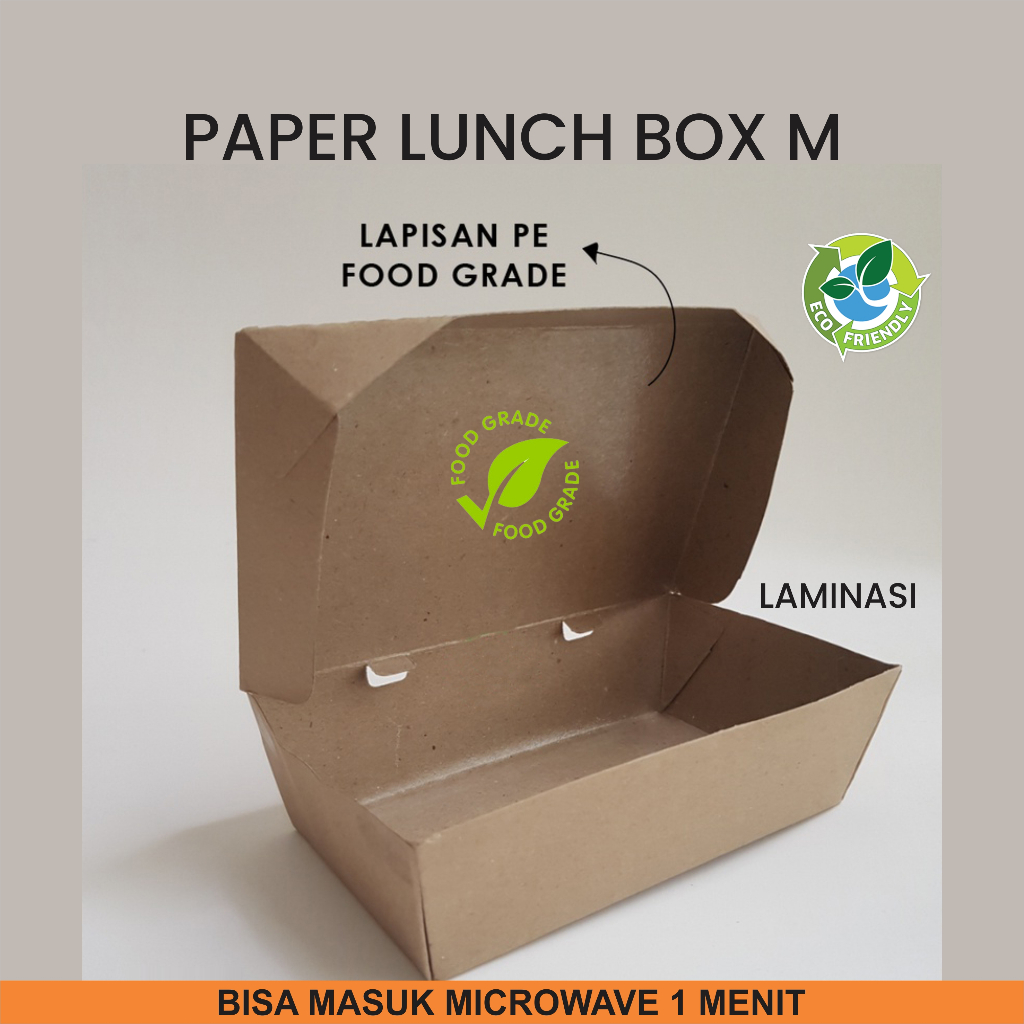 Lunch Box M, Paper Lunch Box M, Kemasan Ayam Geprek, Box Ayam Geprek, Chicken Katsu, DLL