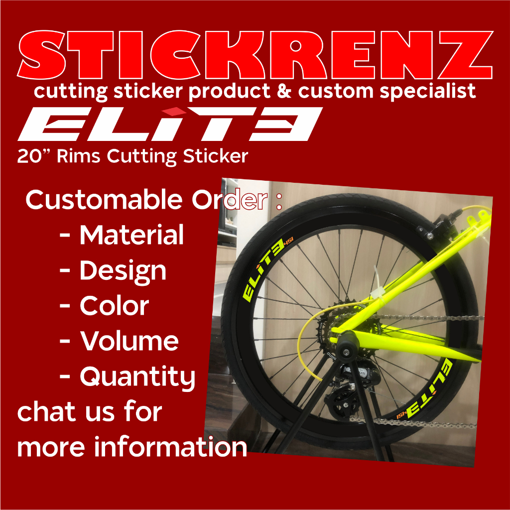 Cutting Sticker Stiker Rims Velg Sepeda Lipat 22" Elite 451 01 Custom