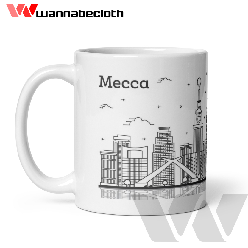 Gelas Mug Mekah Saudi Arabia Souvenir Arab Saudi Cetak Mug Custom Mekah Souvenir Haji Umroh Mug v5