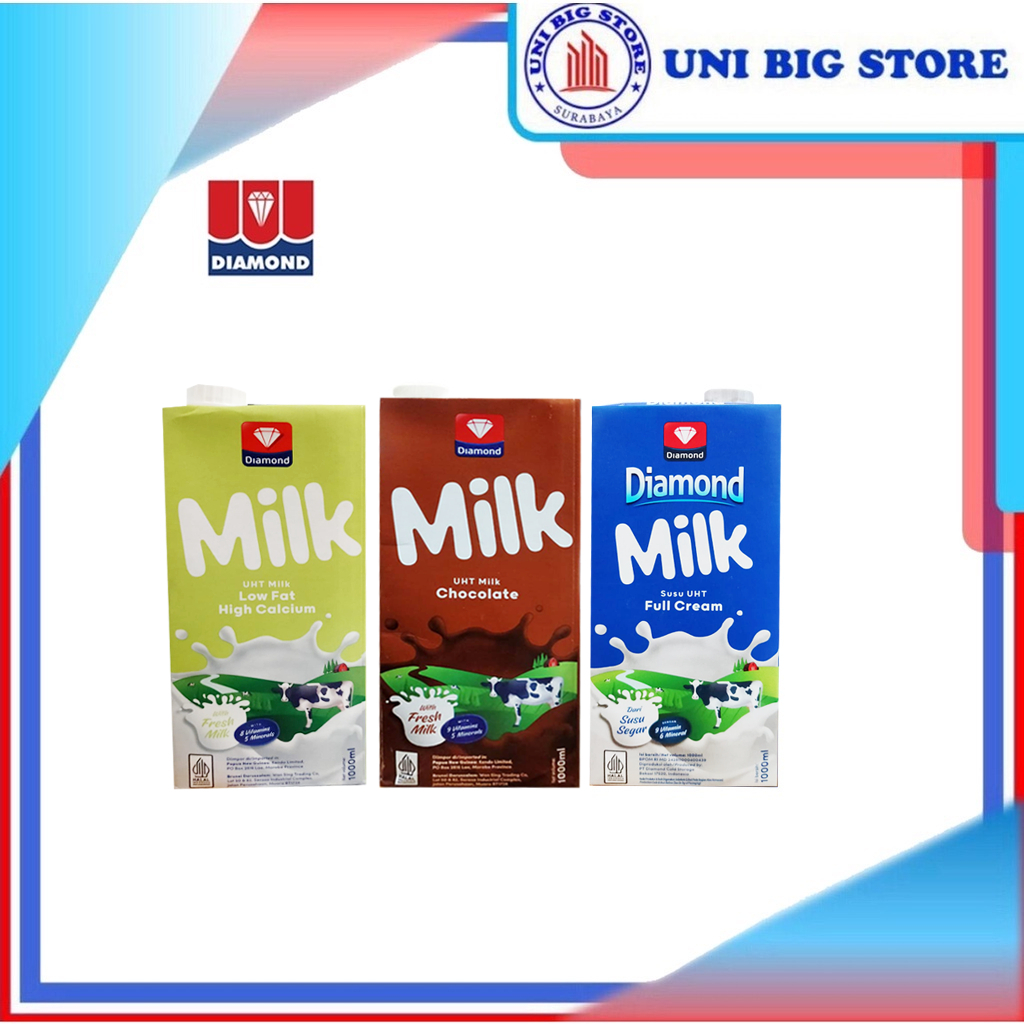 

Susu DIAMOND UHT Full Cream - Chocolate Coklat - Low Fat Milk 1000 ml 1 Liter