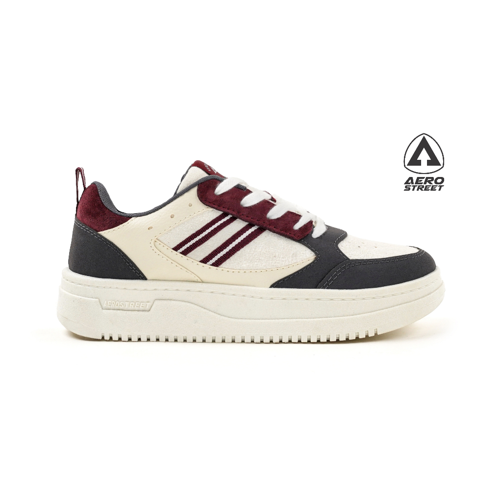 Aerostreet 37-44 Oxford Natural Abu Burgundy - Sepatu Sneakers