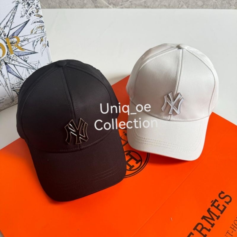 Topi baseball NY polos logo besi hitam putih