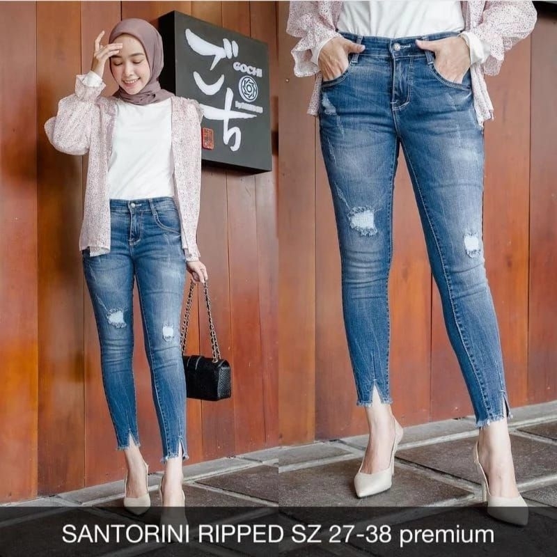 SANTORINI RIPPED JEANS WANITA CELANA JUMBO