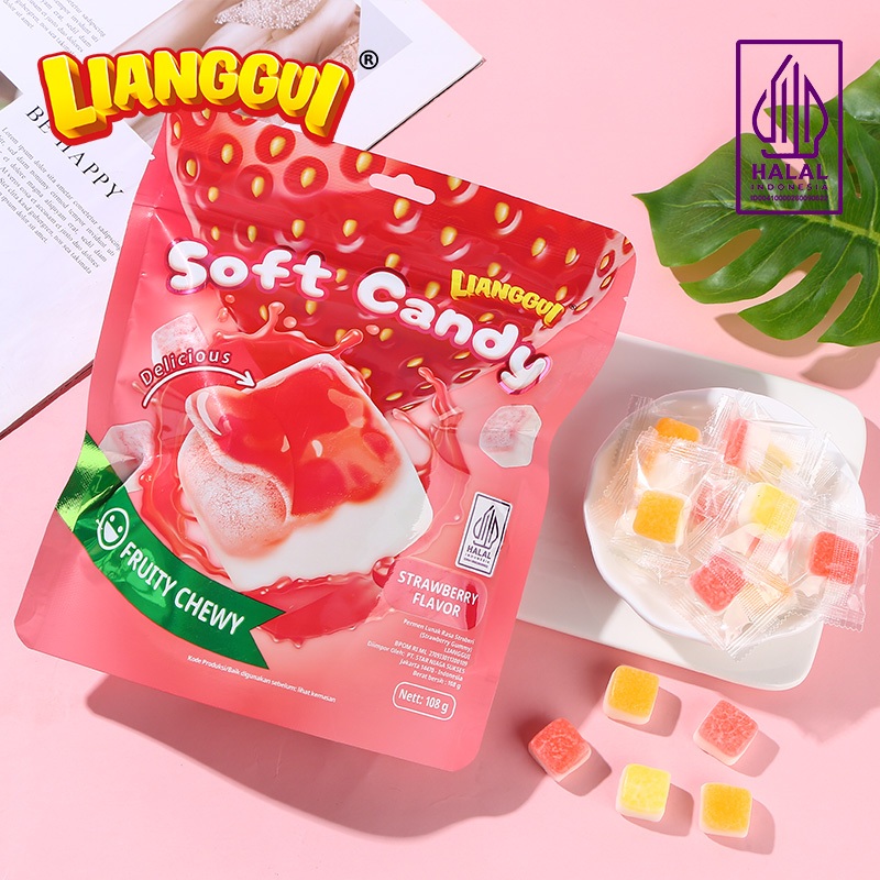 

[HALAL] Lianggui Peeled Fudge 108g Permen Lunak Viral Rasa Strawberry Jeruk Mangga Soft Candy Kue Lebaran Best Seller Enak Cemilan