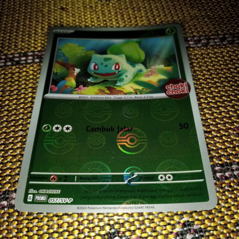 Kartu pokemon promo Choki Choki bulbasaur hologram kartu pokemon bulbasaur hologram holo kartu pokem