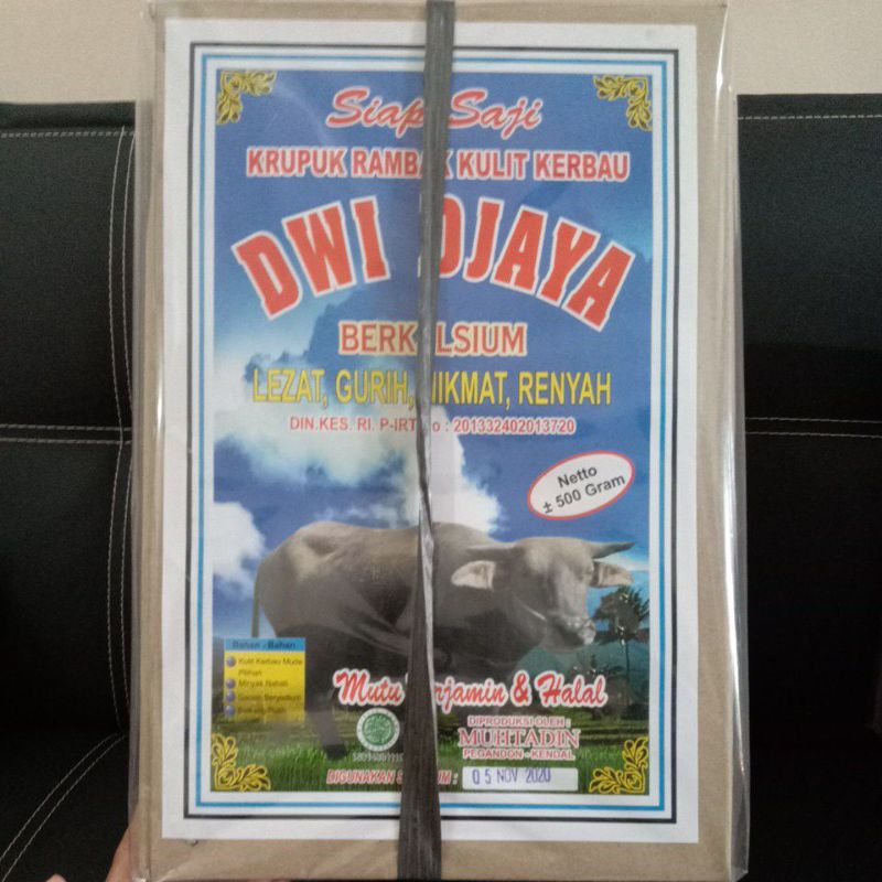 

Kerupuk Rambak Kulit Kerbau Kemasan 500gr merk "Dwi Djaya