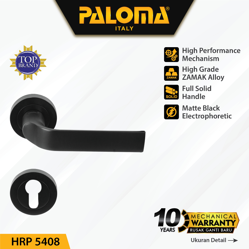 PALOMA HRP 5408 Handle Pintu Roses Gagang Door Lever Zamak Hitam Black