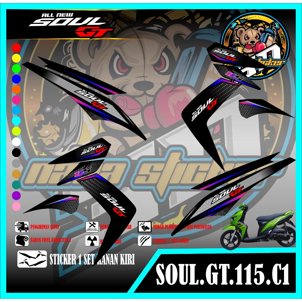 Striping MIO SOUL GT 2013 - Stiker SOUL GT List Variasi Motor STICKERSOUL GT CODE C1