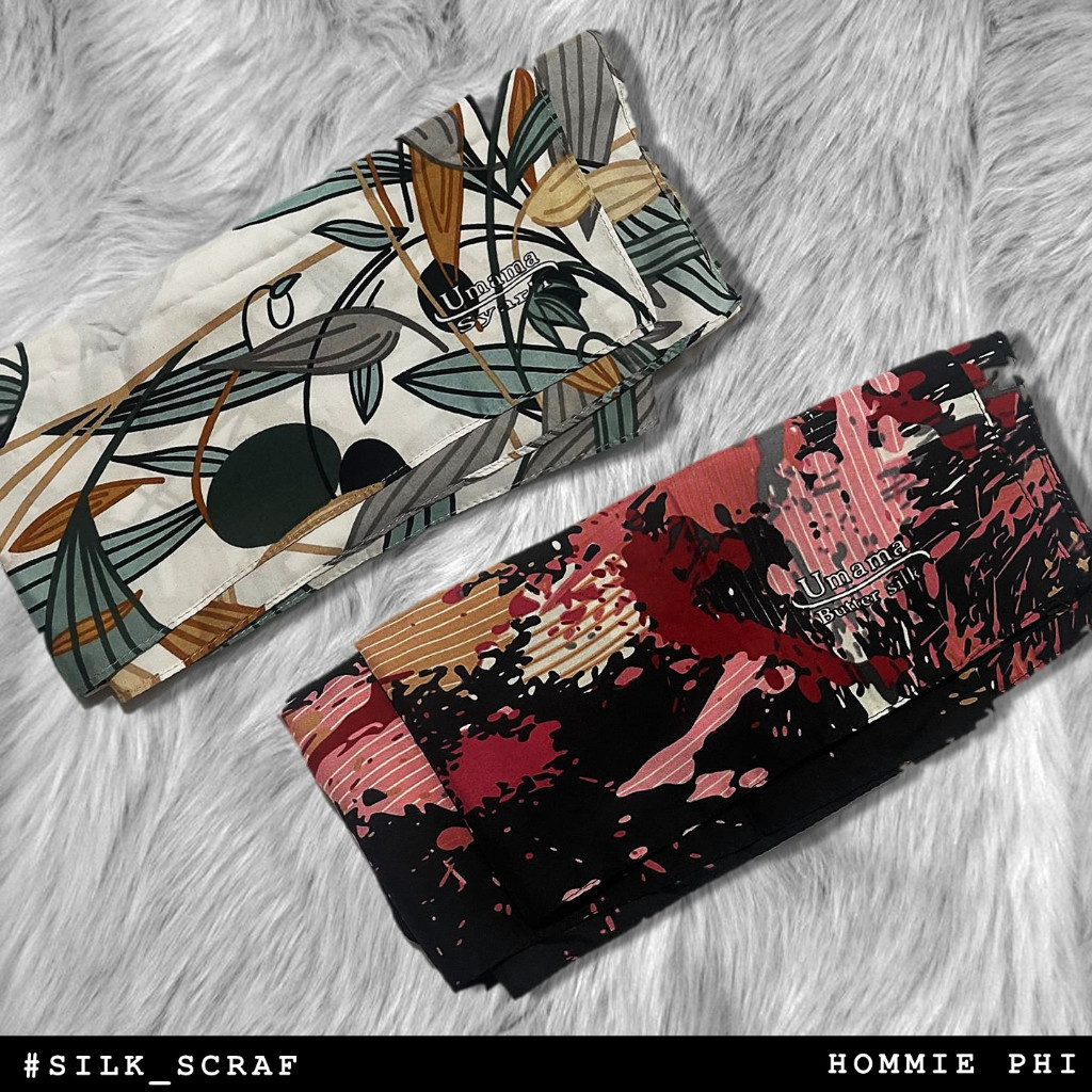 [HOMMIE PHI] Kerudung Segiempat Umama Butter Silk Scraft Syari Motif PRELOVED  - Jilbab Segi Empat H