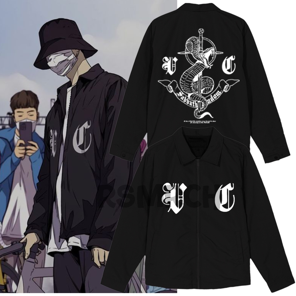 Jaket Coach Resleeting Sabbath Crew Hyuk Kwon Grim Reaper Outfits Wind Breaker Outfit
