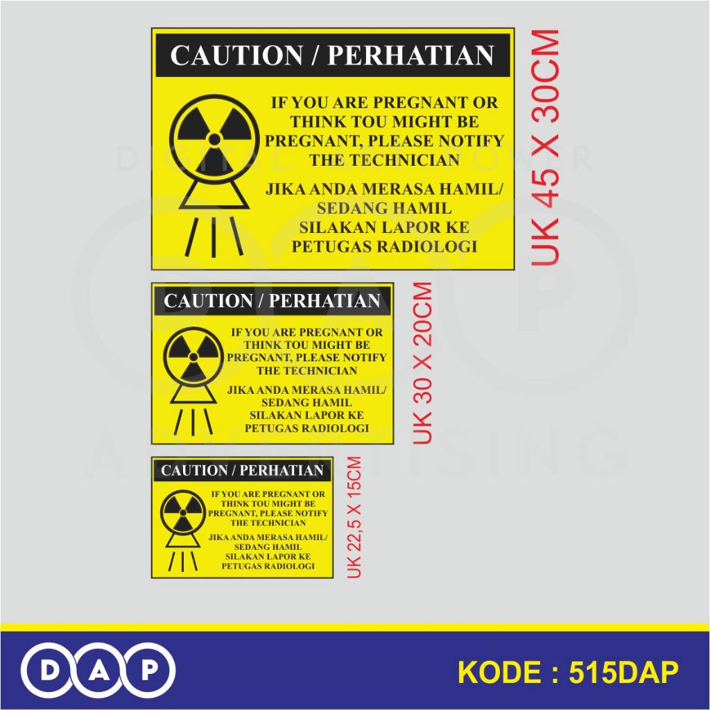 

515 - STIKER LABEL PERINGATAN RADIOLOGI WANITA HAMIL - VINYL - TERBAIK
