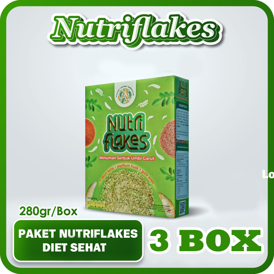 

Nutriflakes Paket 3 Box Minuman Serbuk Umbi Garut Atasi Gerd - Isi 280 Gram herbilogy_
