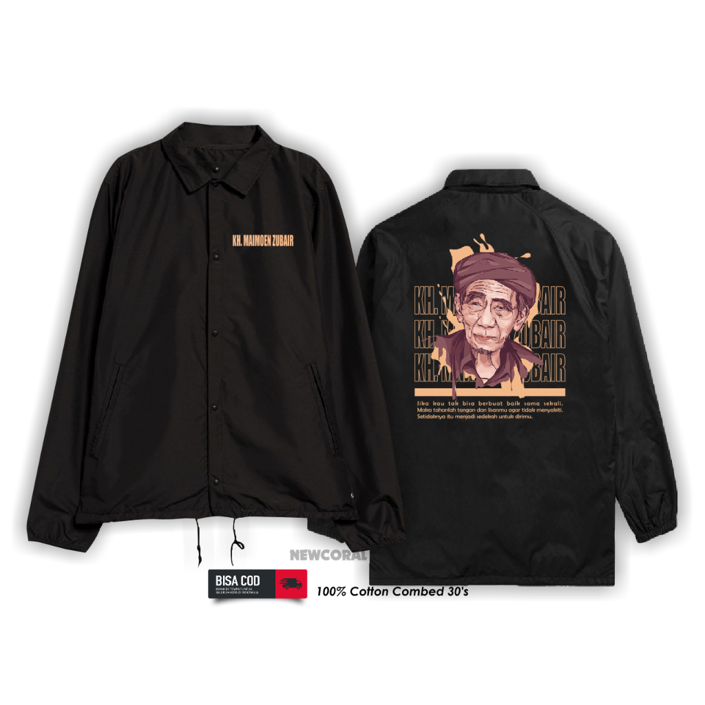 Jaket coach Islam / tokoh muslim / KH Maimoen Zubair bahan waterproof kualitas distro termurah