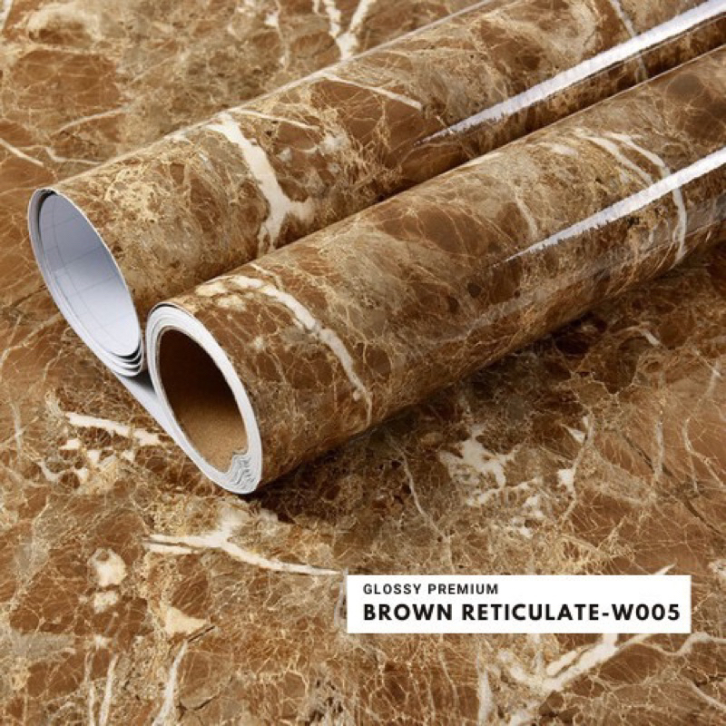 WALLPAPER STIKER DINDING MARMER COKLAT / GRANITE COKLAT 45CM X 4M INCLUDE LEM