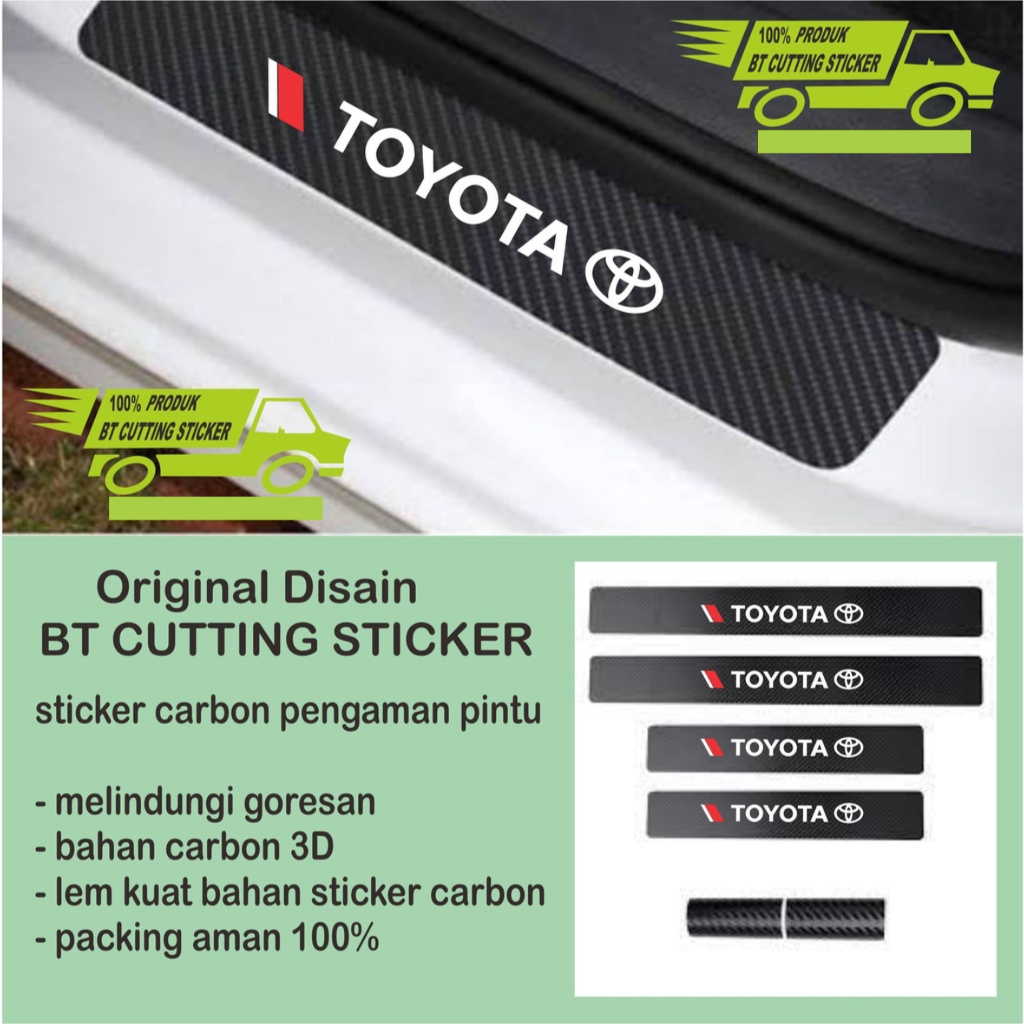 4 pcs sticker carbon 3D sticker carbon toyota sticker carbon mobil toyota sticker carbon