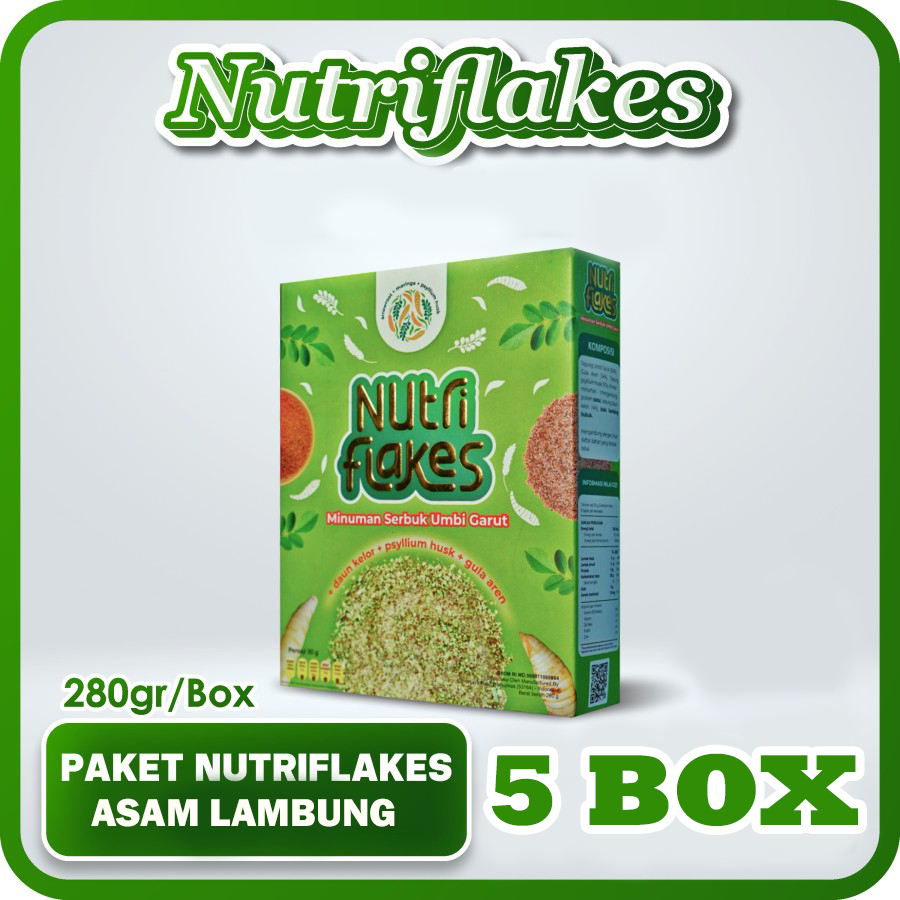 

Nutriflakes Paket 5 Box Minuman Serbuk Umbi Garut Atasi Gerd - 280 Gram Herbilogy_