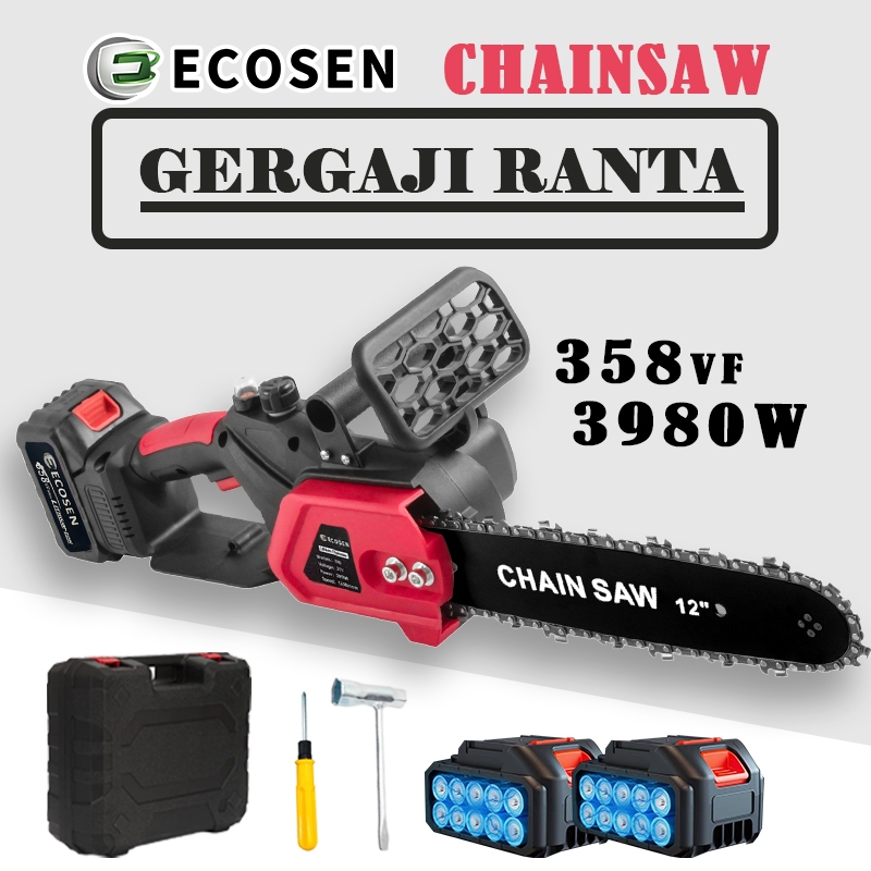 Gergaji Rantai Elektrik Mini Portable Cordless Gergaji Pemotong Kayu Gergaji Cordless Chainsaw12 Inc