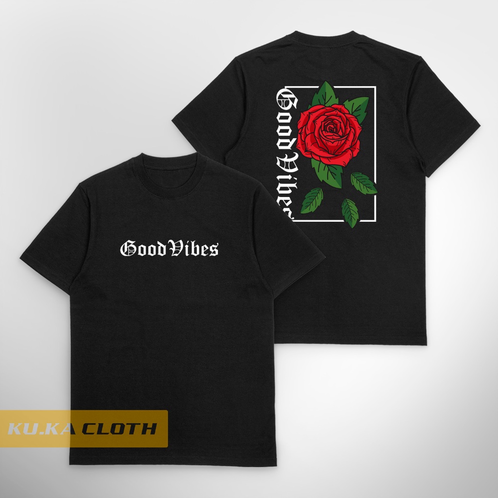 Baju Kaos Distro Pria Good vibes red ross