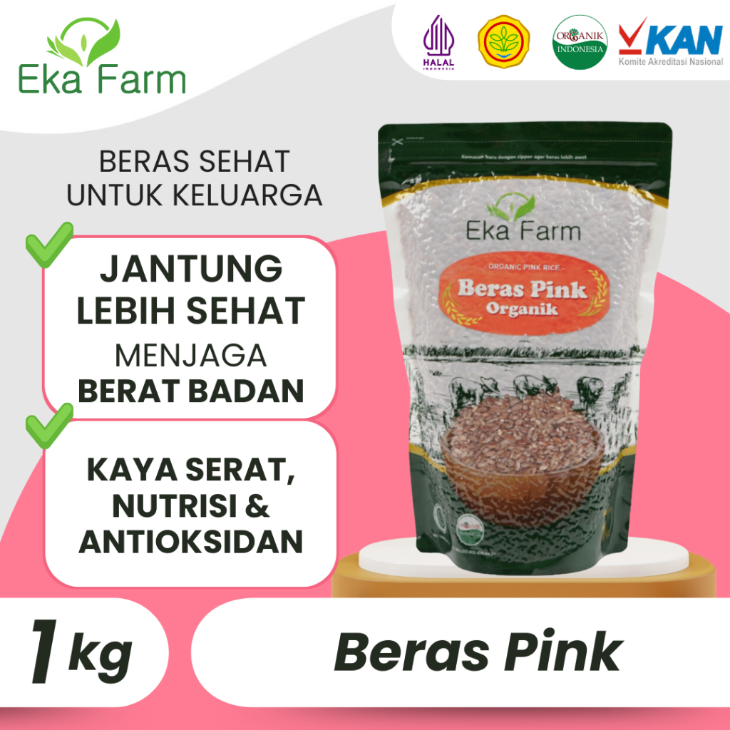 

Beras Pink Organik Kemasan Vakum 1kg - Eka Farm Official