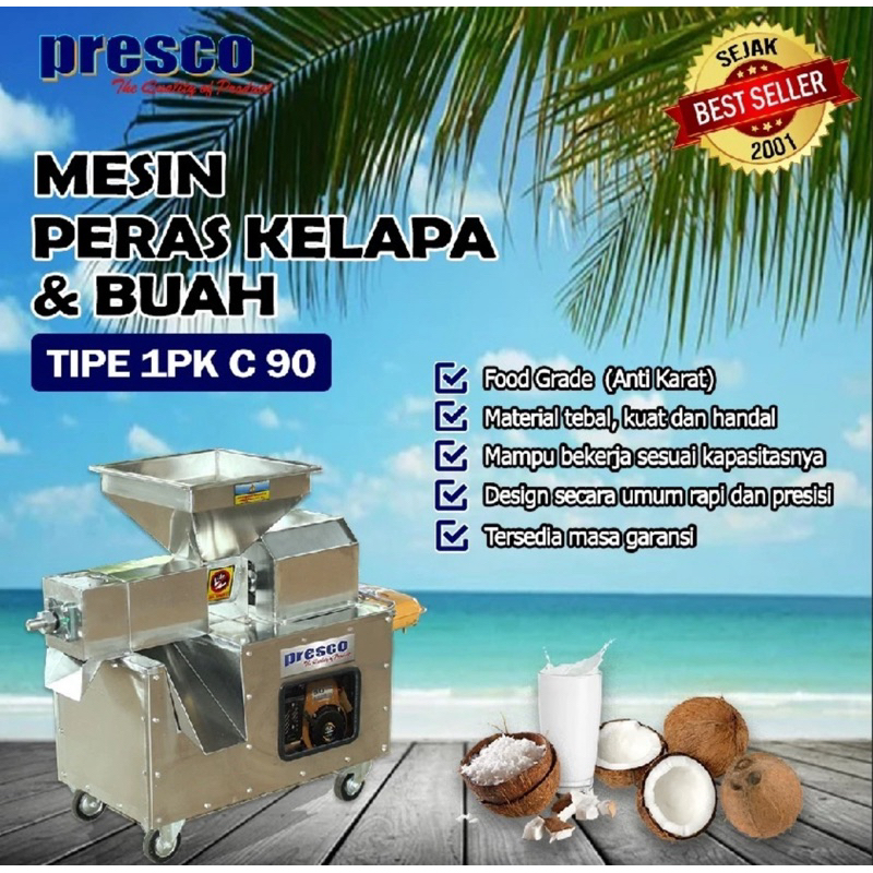 PRESCO Mesin Peras Kelapa dan Buah Type 1 PK C 90 NR Pengerak Bensin
