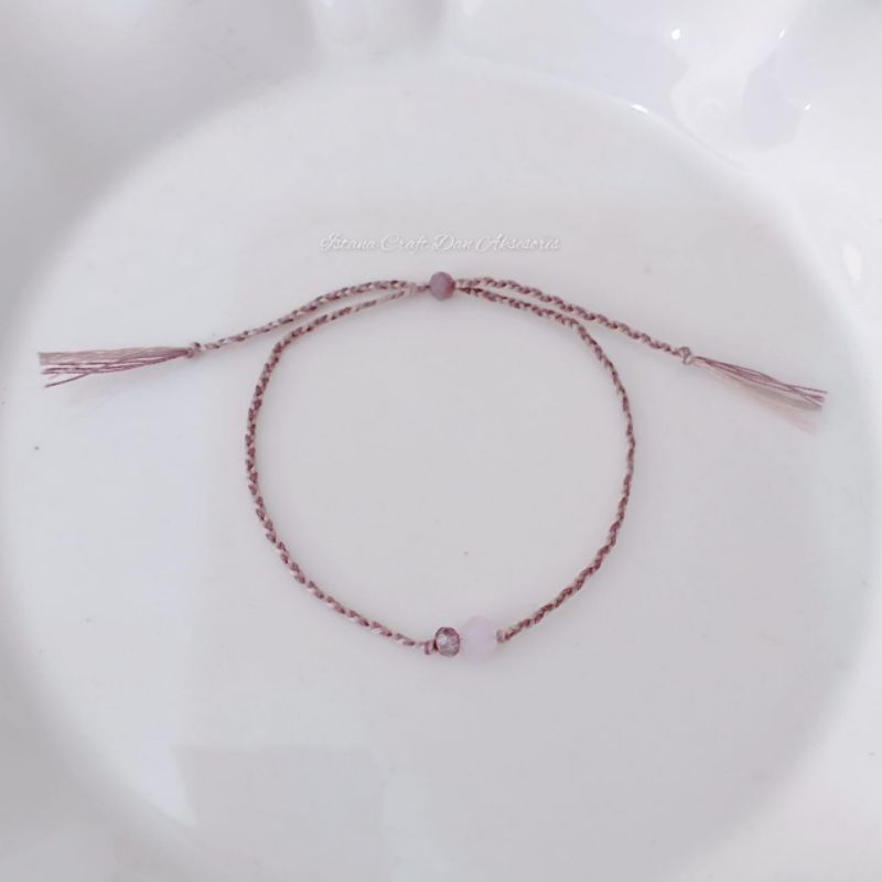Gelang Tali Kepang Manik Pastel Aesthethic Ungu Dusty Style Korea Serena