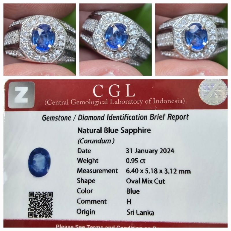 Natural Blue Sapphire Ceylon Srilanka Memo 0.95 crt