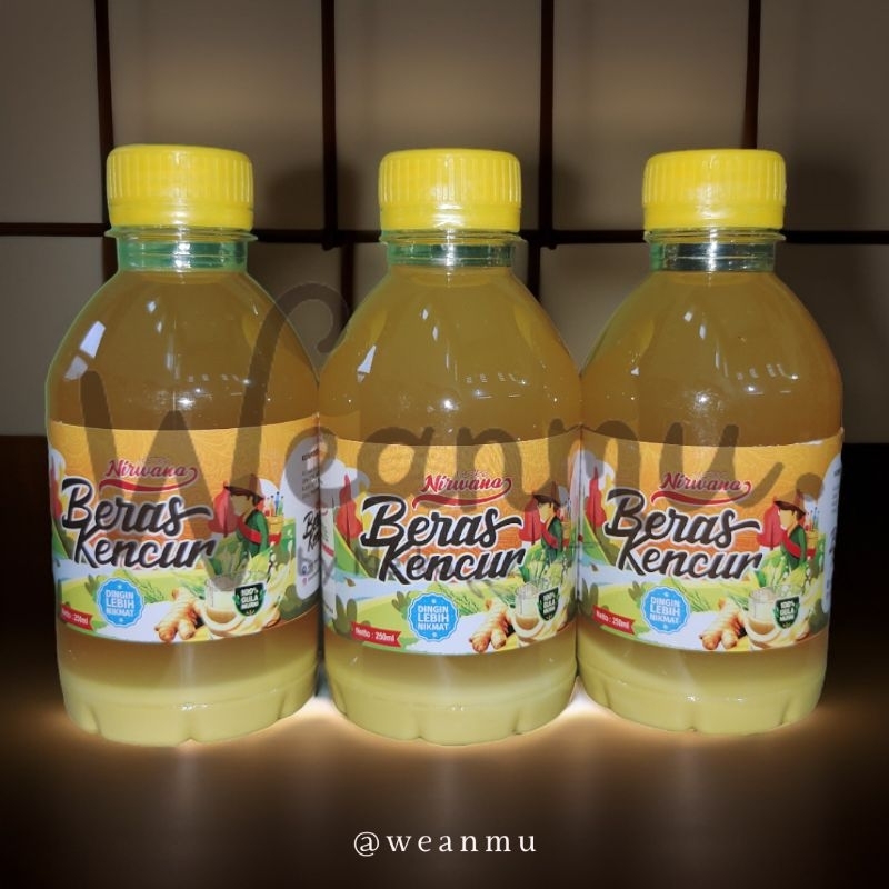 

(SIAP KIRIM) JAMU NIRWANA BERAS KENCUR SINOM 250ml PER DUS ISI 10 BOTOL/MINUMAN TRADISIONAL OLEH OLEH LHAS NGANJUK JAMU BERAS KENCUR SINOM KEMASAN KECIL