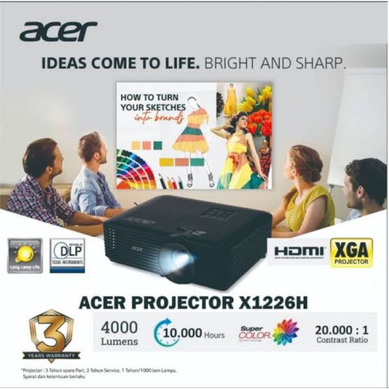 proyektor Acer X1226 4000 Lumens projector acer 4000 Lumens