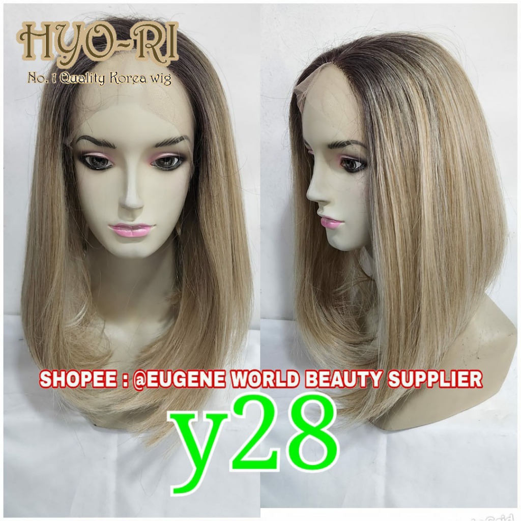 HYO-RI WIG : HALF LACE WIG FRONT LACE WIG LACE WIG CEWE CEWEK WANITA BOB PENDEK LURUS TEBAL SEBAHU S