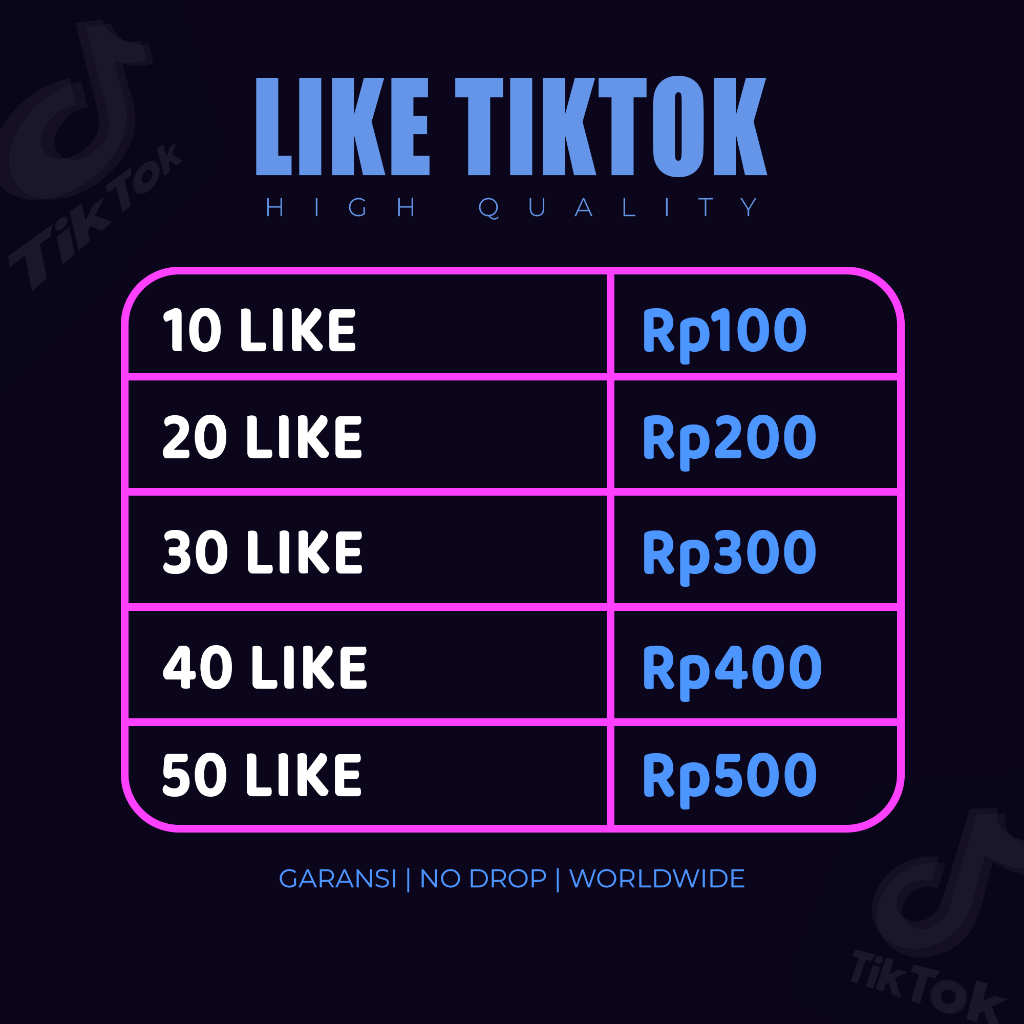 TIKTOK LIKE GARANSI PROSES CEPAT