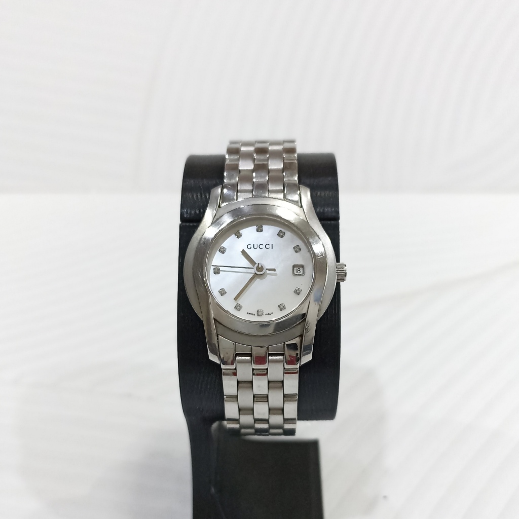 Jam Tangan Gucci Classic 11P Diamond Dial Quartz Watch Perempuan Wanita Cewek Ladies Mewah Asli Mura