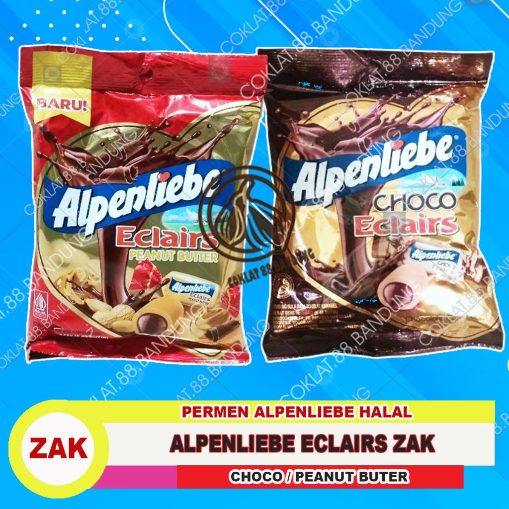 

ALPENLIEBE ECLAIRS ZAK CHOCO CARAMEL, ALPENLIEBE CHOCO ECLAIRS, ALPENLIEBE PEANUT BUTTER HALAL