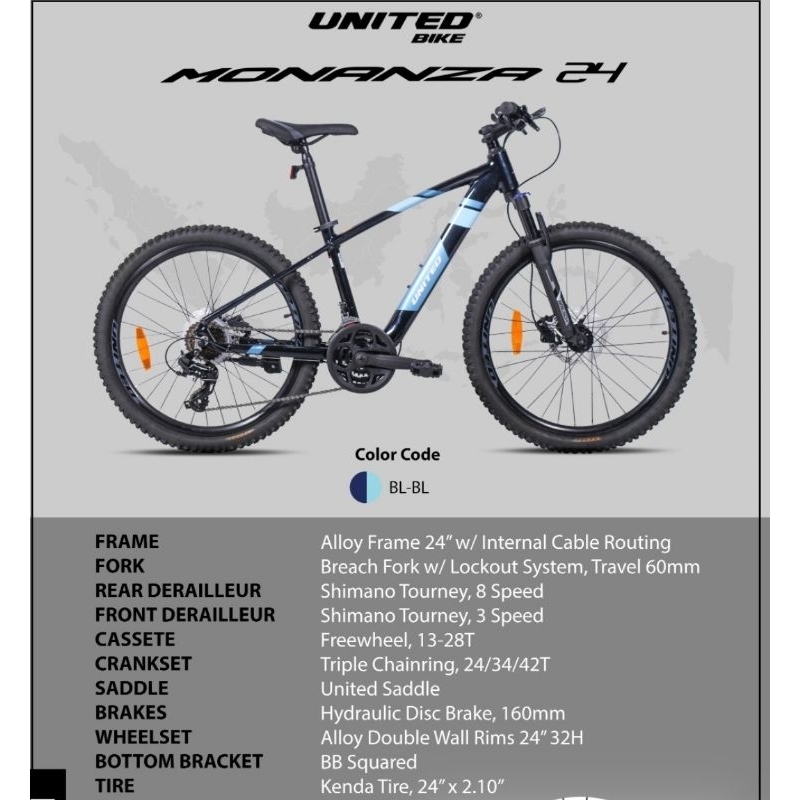 Sepeda MTB Monanza 24 inc United Bike Hydrolic sepeda gunung remaja dewasa