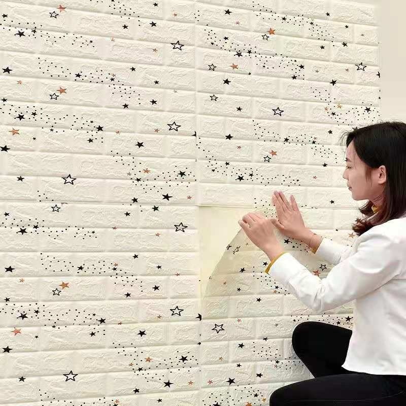 Wallpaper Dinding 3D Foam Kamar Tidur Aesthetic Ruang Plafon Tamu Batu Bata Dekorasi Dinding Untuk Murah Wall Stiker Anak Laki Laki Perempuan Size 35X30 / 70X15 CM