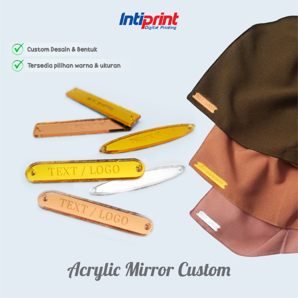 Label Hijab/Jilbab Brand Custom Akrilik Gold Silver | Fashion Gamis Pakaian Acrylic Mirror Custom