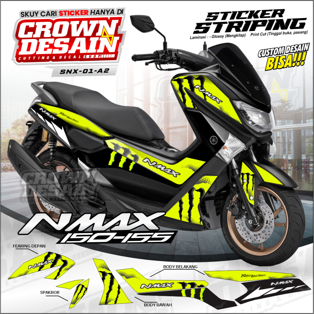 Striping Nmax Variasi - Stiker motor nmax 150-155 Old  - Aksesoris motor yamaha nmax old Kode SNX01
