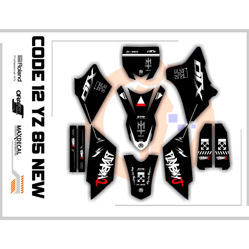 DECAL YZ85 HITAM DOF - YZ 85 NEW FULL BODY BISA CUSTOM DESAIN - STIKER DECAL YZ FULBODY