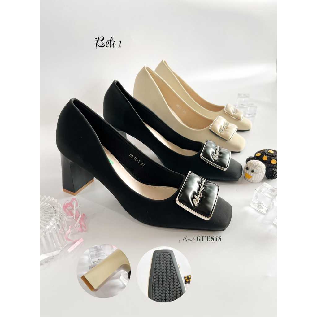 Beti 1 Heels Wanita Tapak Tahu 7 CM Bahan Dove
